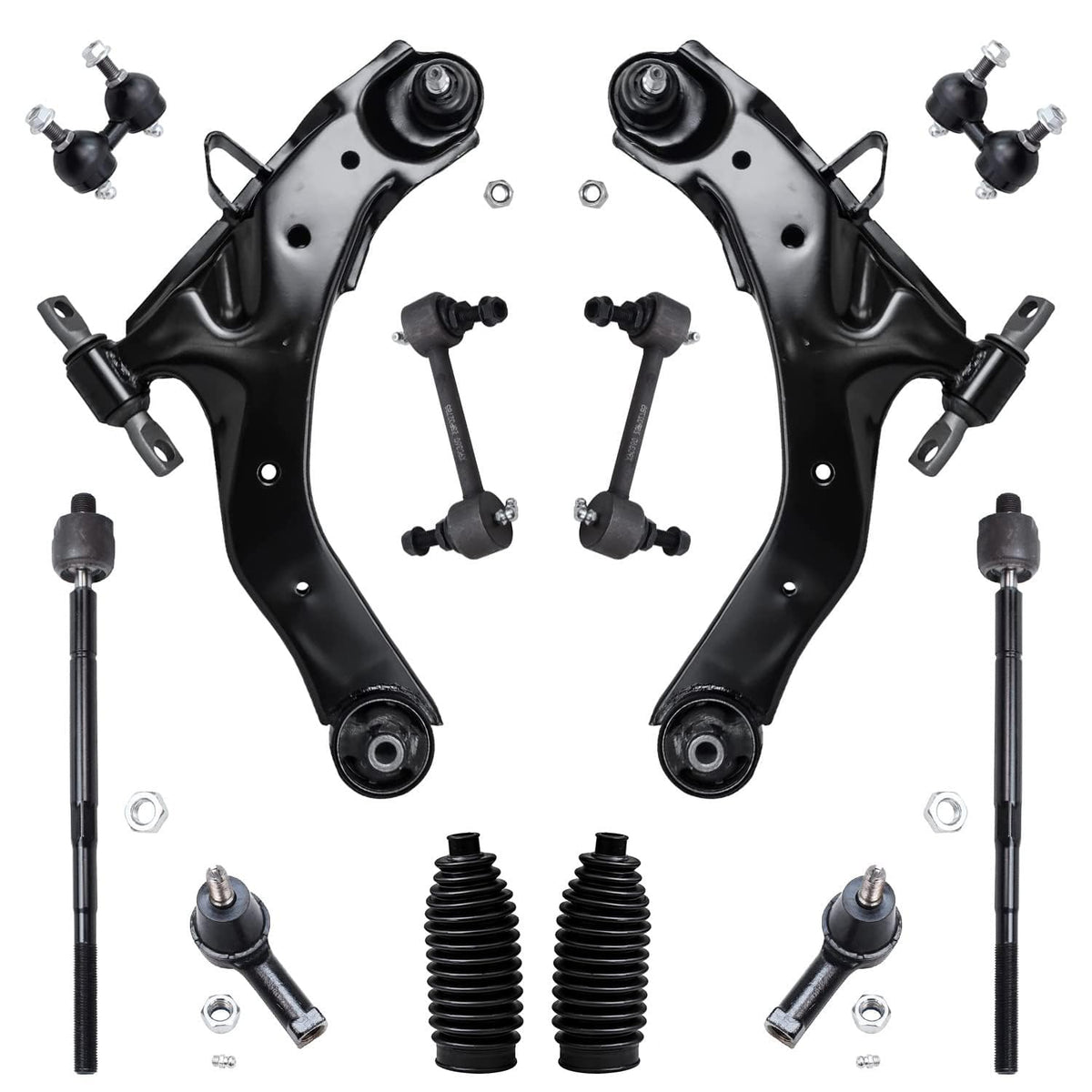 Detroit Axle - Front 12pc Suspension Kit for 01-06 Hyundai Elantra 2001 2002 2003 2004 2005 2006, 2 Lower Control Arms w/Ball Jo