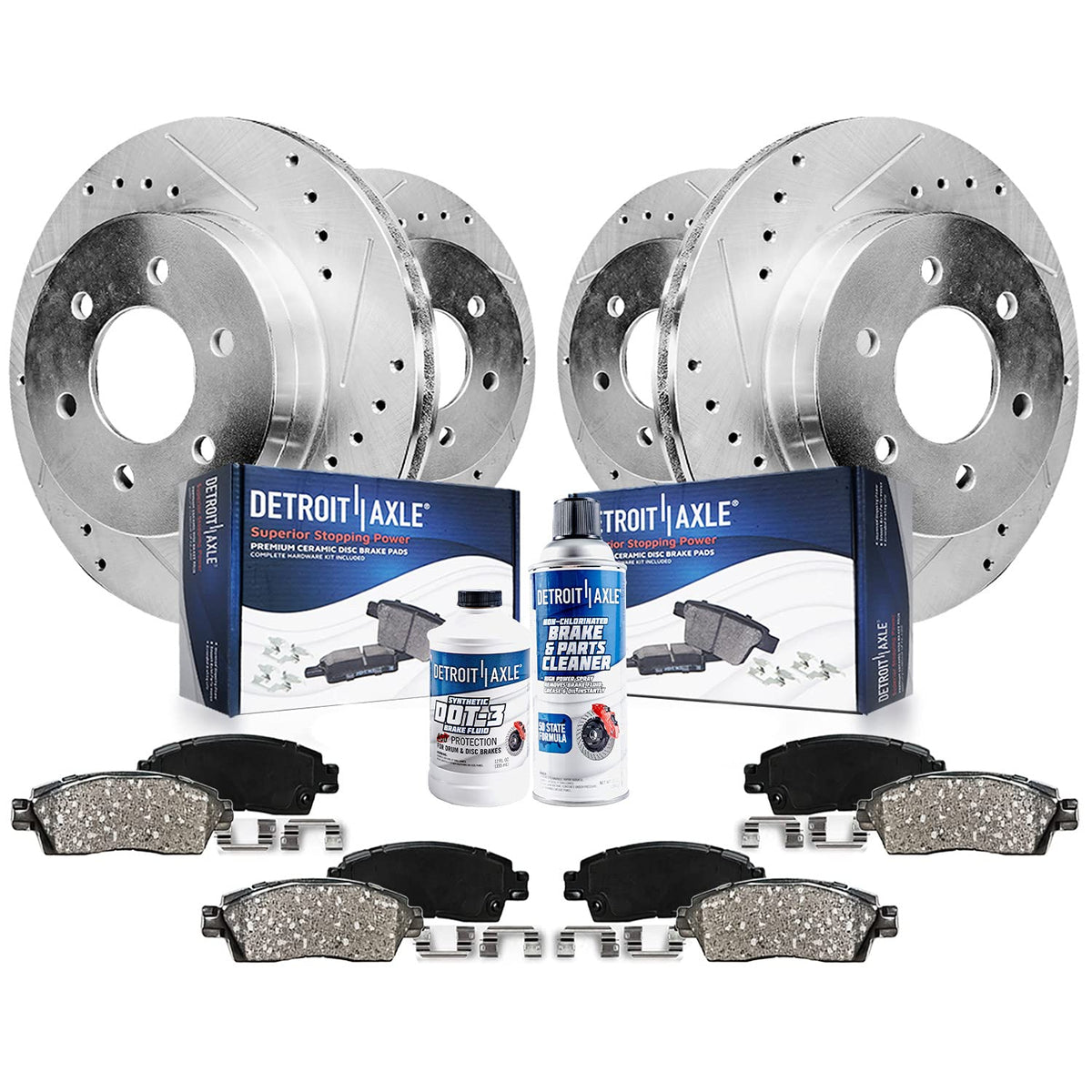 Detroit Axle - Brake Kit for 07-09 Ford Expedition Lincoln Navigator Drilled & Slotted Disc Brake Rotors 2007 2008 2009 Ceramic